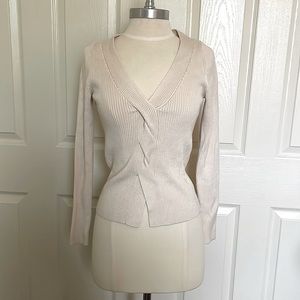 Express Ribbed Cream Long Sleeve Top Size Small